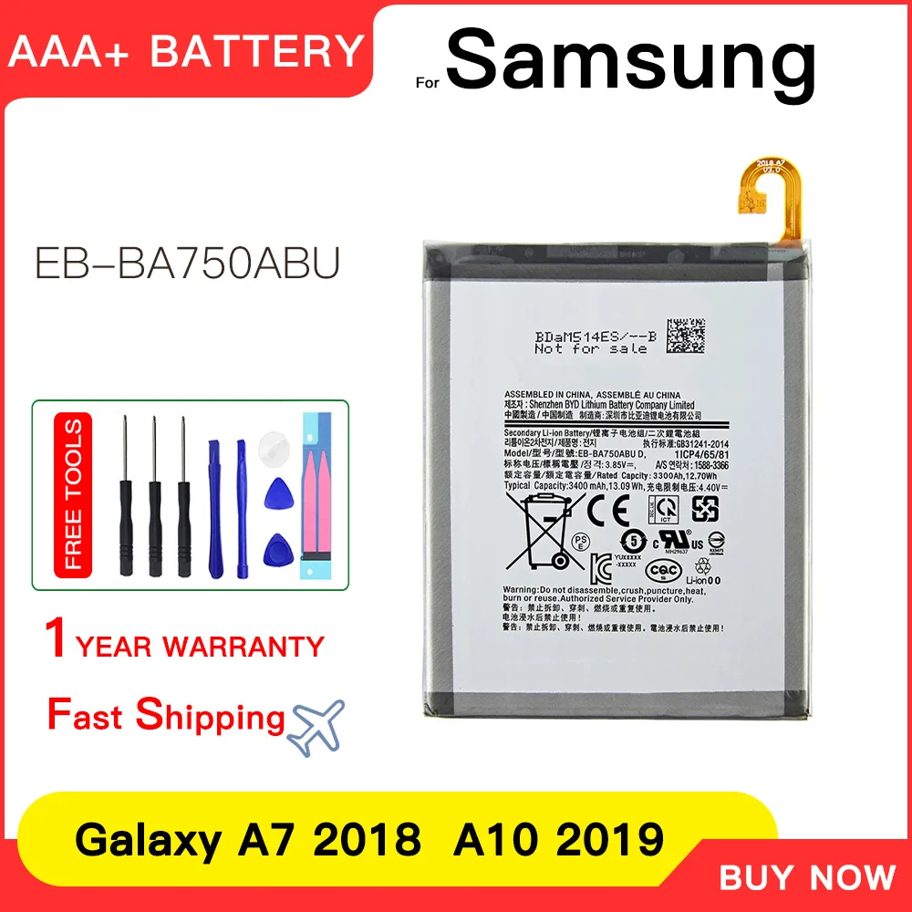 

Genuine For EB-BA750ABU 3300mAh Battery For Samsung Galaxy A7 2018 version SM-A730x A730x SM-A750F A10 Batteria+Tools