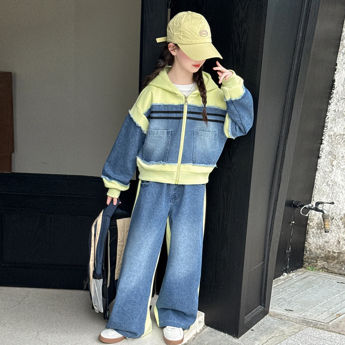 coreano-autunno-bambini-ragazze-vestito-a-due-pezzi-ragazze-della-scuola-set-di-colori-a-contrasto-ragazze-adolescenti-tasca-con-cappuccio-cappotto-pantaloni-a-gamba-dritta