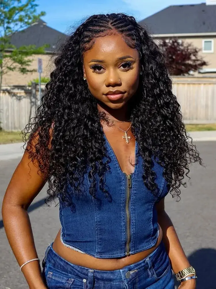 12A Deep Wave Knotless Pre-Separated Crochet Haar Extensions Water Wave Feather Crochet Haar Bundels Twist Vlecht Haar - afbeelding 2