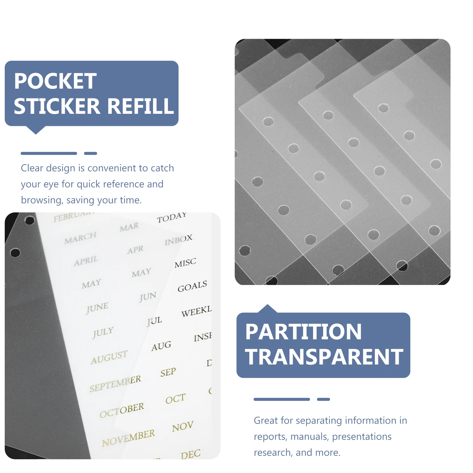 

1 Set Of 6-Holes Detachable Dividers Clear Page Dividers For 6 Rings Binder Notebook Tab Divider Pages Plastic Binder Separator