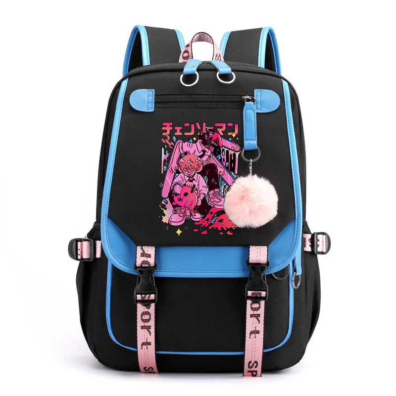 Ransel Anime Harajuku, ransel Laptop kapasitas besar, ransel ritsleting USB, ransel Anime jalanan remaja, ransel Anime Harajuku