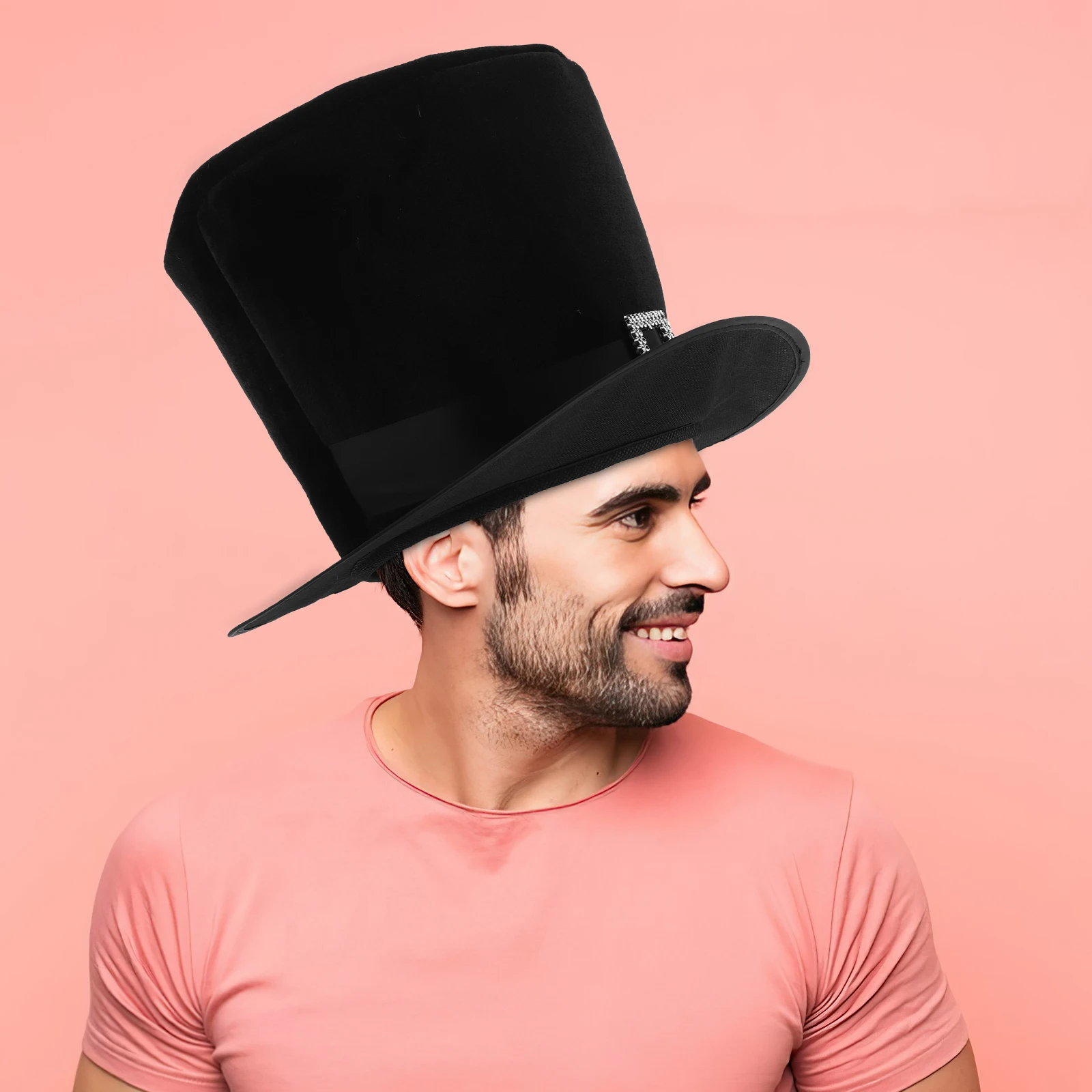 

Black Velvet Top Hat Costume Party Dress Up Performance Formal Stage Accessory Fashionable Party Hat for Cosplay Men