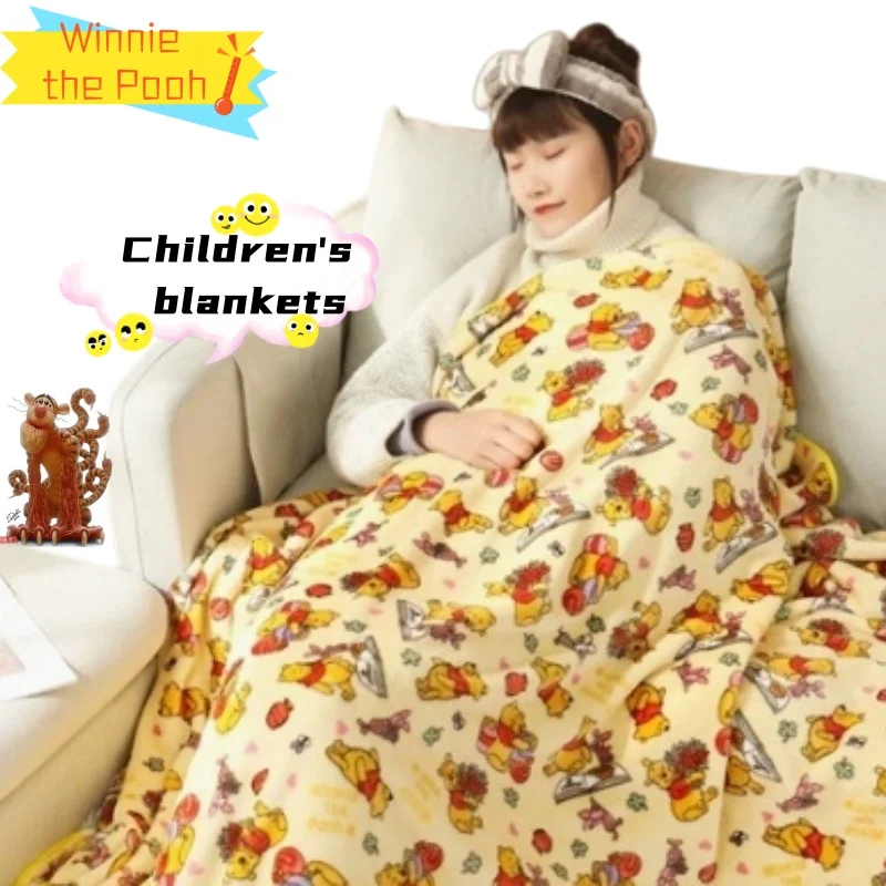 

Disney Cute Cartoon Pooh Bear Coral Fleece Blanket Children's Summer Air Conditioning Blanket Winter Warm Single Nap Blanket