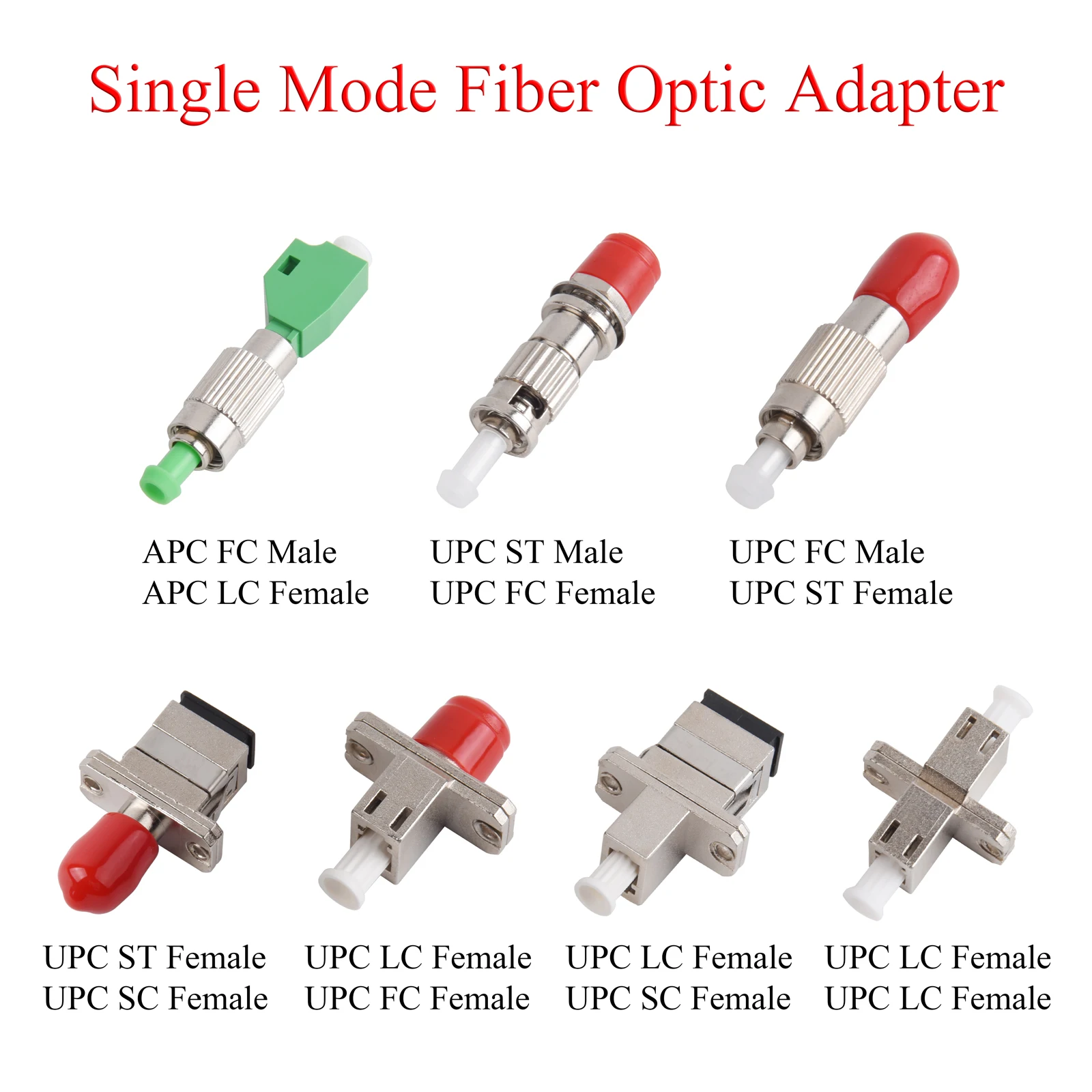 

5Pcs Fiber Optic APC FC UPC ST/FC Male UPC SC/FC/LC Female to APC LC UPC LC/FC/ST Female Adapter Single-mode Converter Connector