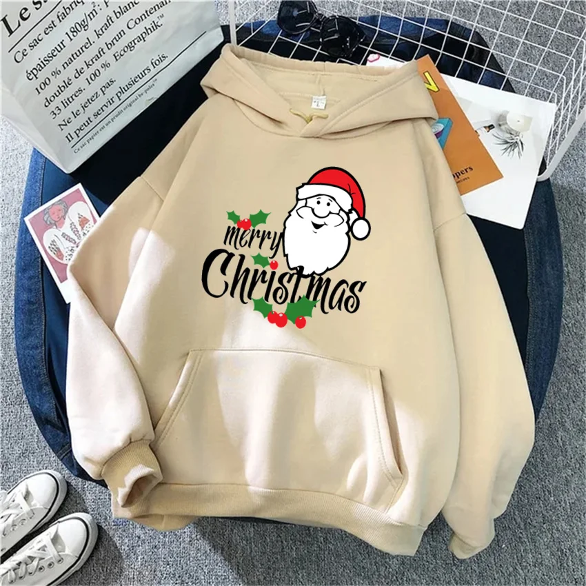 Fashion Womens Hoodie Santa Claus Printed Funny Hoodies Women Streetwear Pullover Harajuku Sweatshirt Oversized Clothes Unisex