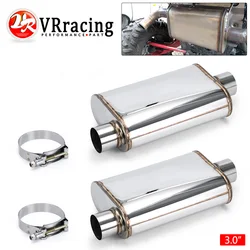 Set of 2 Stainless Steel Universal Exhaust Mufflers with Clamps 2.5