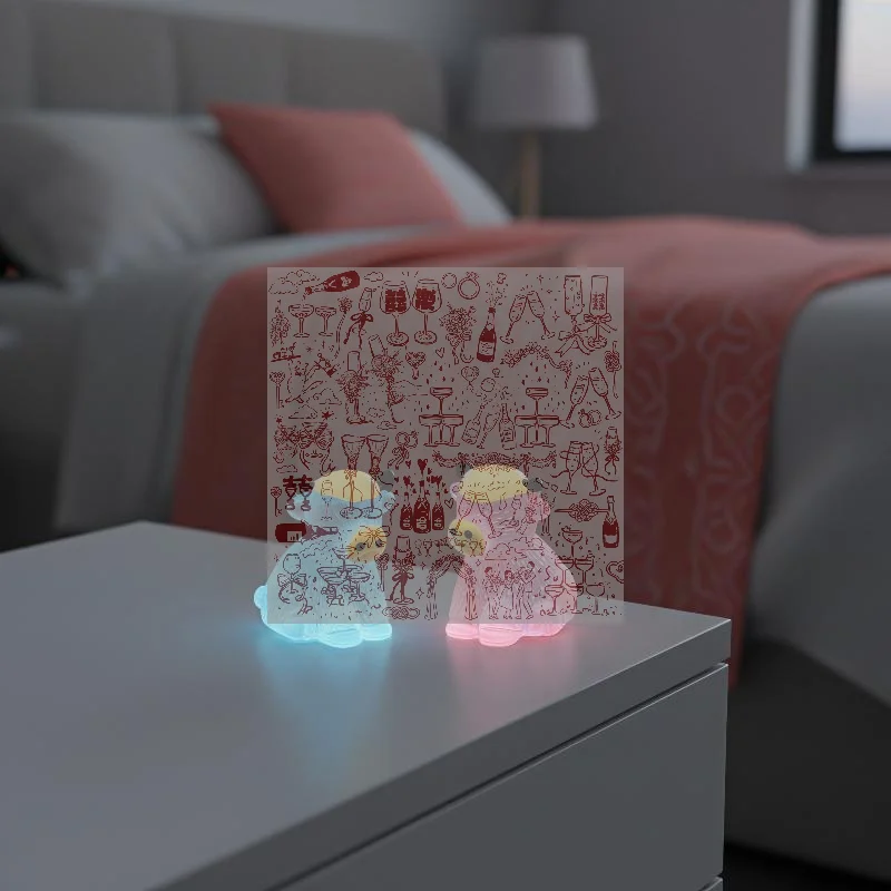 Cute Resin Light Highland Cow Figurines Miniatures, Home Desk Fairy Garden Light Ornament, Micro Landscape DIY Craft Light De