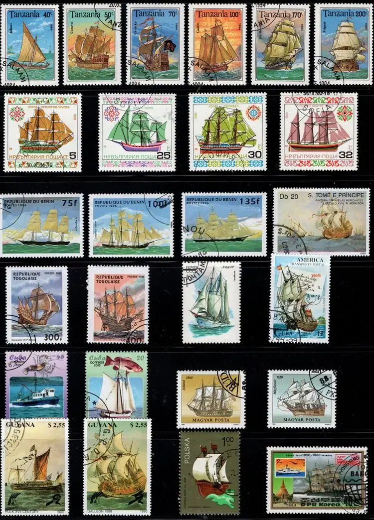 50Pcs/Lot Boat Sailboat Stamp Topic All Different From Many Countries NO Repeat Postage Stamps with Post Mark for Collecting
