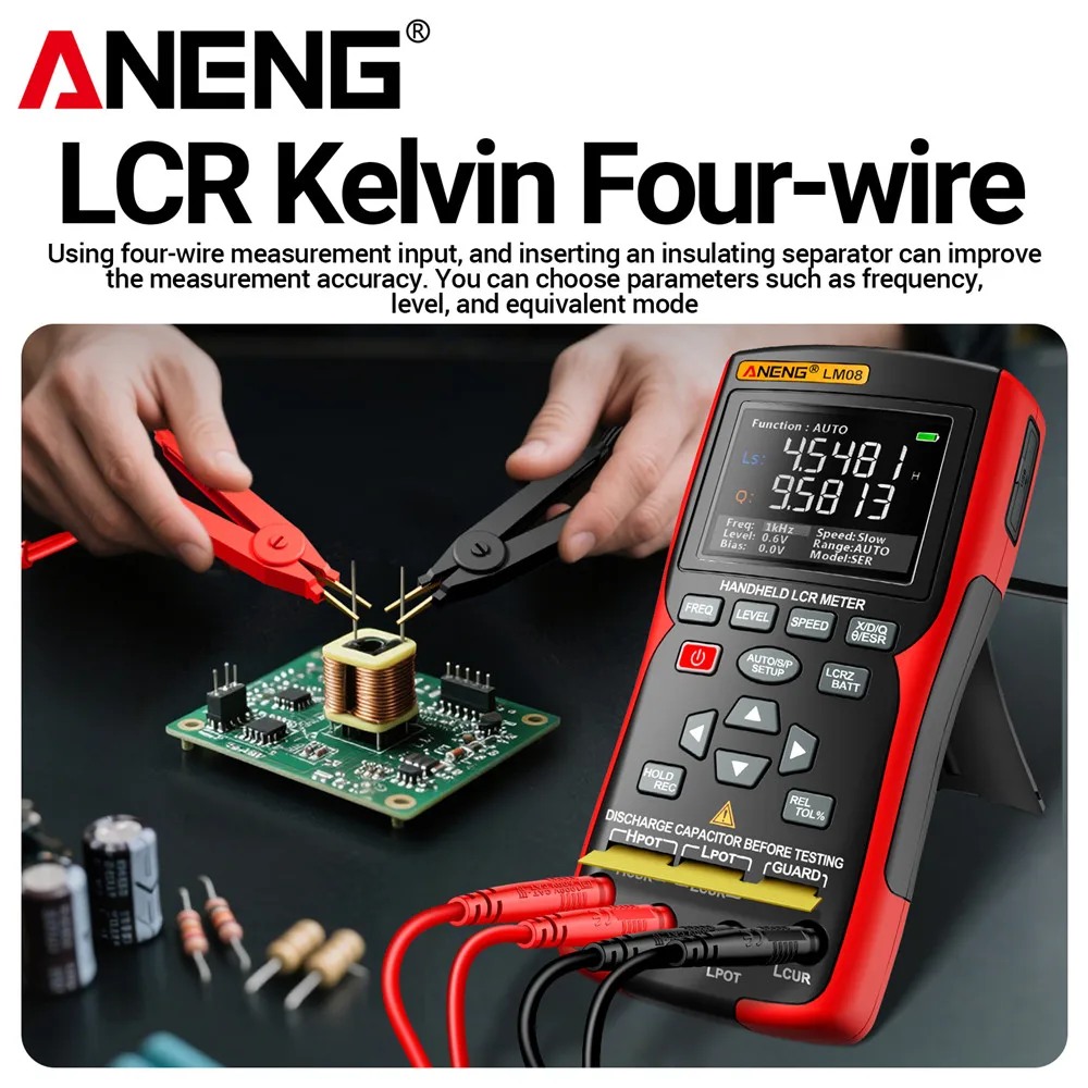 Testador Elétrico Multifuncional Portátil Inteligente ANENG LM08 com Detecção LCR, Medição de Resistência e Capacitância, Recarregável, para Eletricistas