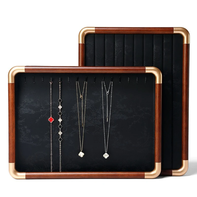 

Wooden Necklace Organizer Pallet Jewelers Counter Bracelets Watch Display Tray Household Earrings Ring Jewelry Storage Tray