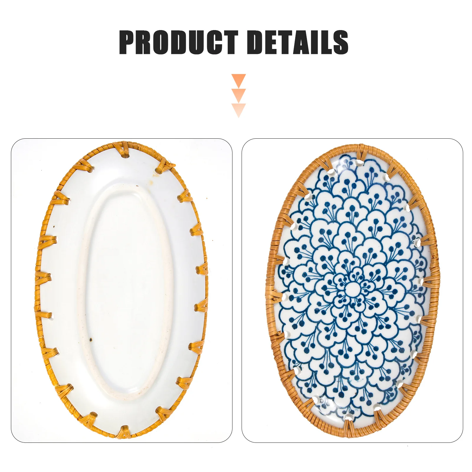 

Lightweight Woven Tray Natural Rattan Food Storage Holder Fruit Basket Portable Storage Tray Indoor Decorative Plate