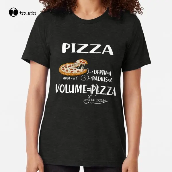 Funny Pizza Math Formulas Math Teacher National Pizza Day Tri-Blend T-Shirt Tee Shirt Mens White Shirt Fashion Tshirt Summer 