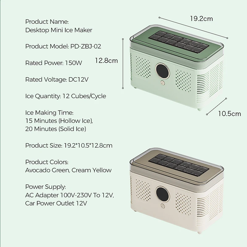 Ice Maker 12V Car Cube Ice Automatic Ice Making Box 100V-240V Mini Portable Ice Machine For Home Dormitory Office Camping
