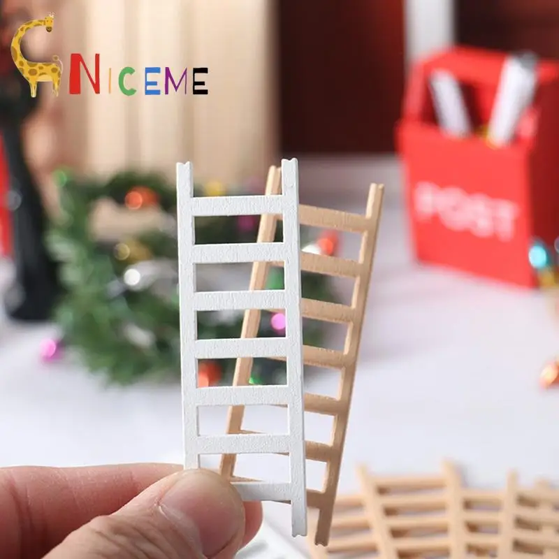 5pcs 1:12 Dollhouse Miniature Furniture Wooden Ladder Stairs Home Decoration Three Dimensional Ladder Model Of Doll House