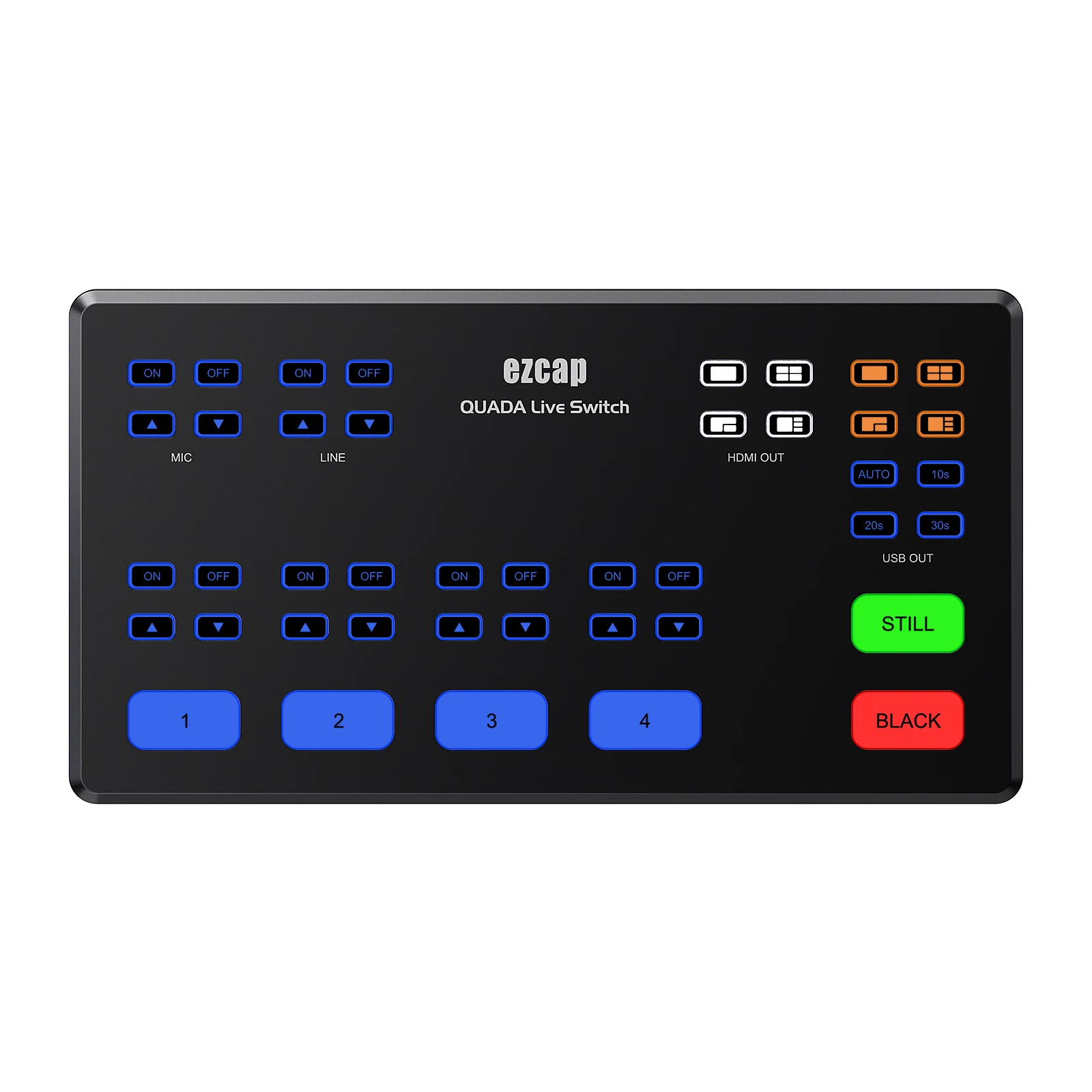 

Ezcap328 QUADA Live Switch 4-канальная карта видеозахвата HDMI Переключатель станции прямой трансляции с несколькими кнопками