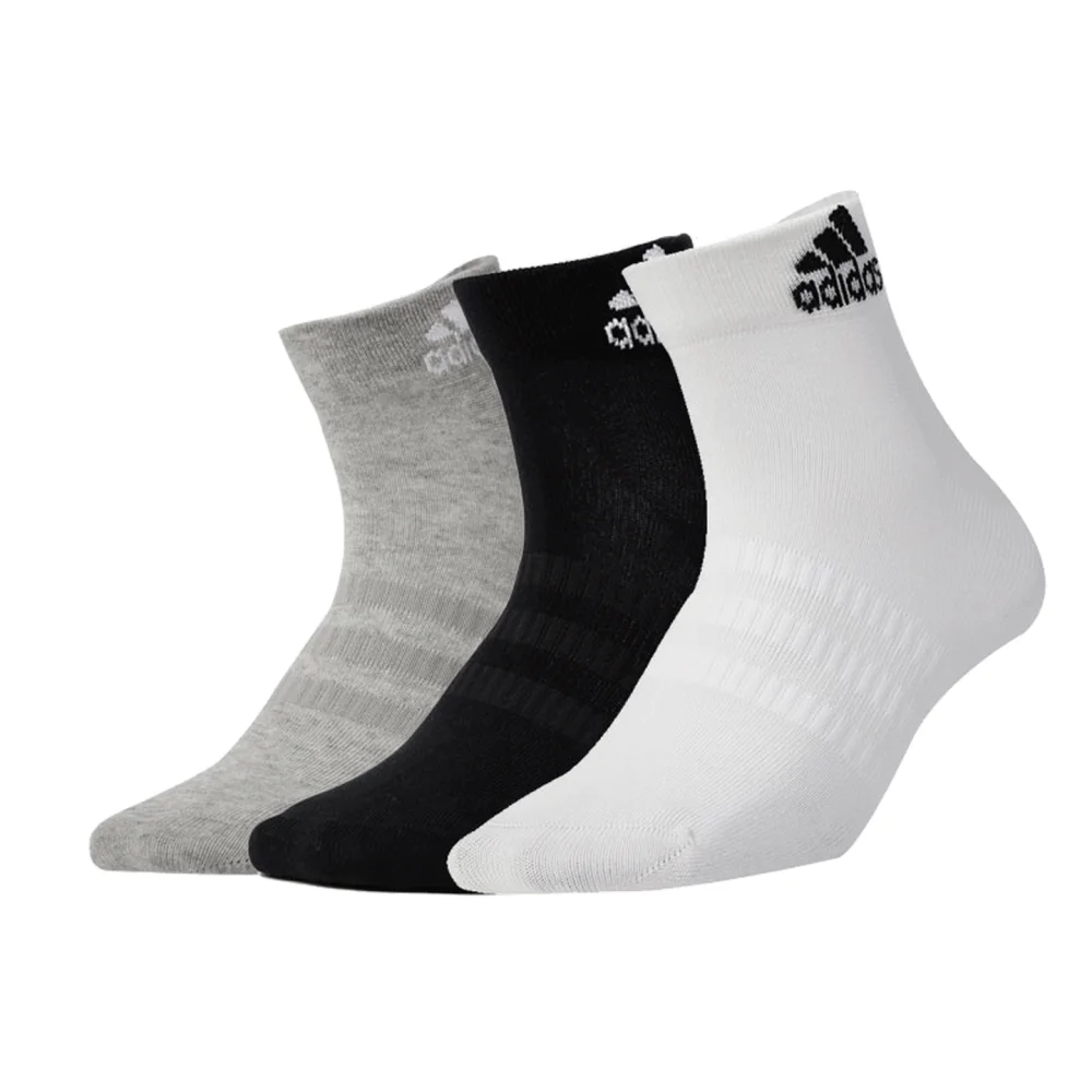 

Adidas Men's and Women's Socks - Black/White/Gray - 3-Pack of Comfortable, Breathable Running and Fitness Socks - DZ9434