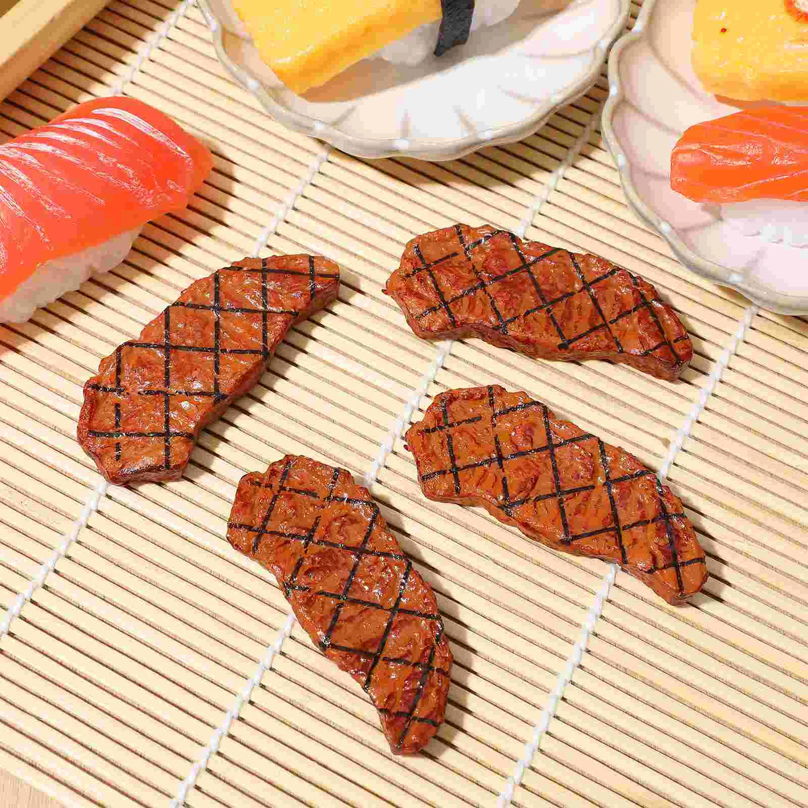 4-teiliges Squeezer Mini Steak Kind Künstliche Lebensmittel Requisiten Braten PVC Simulierte Steaks