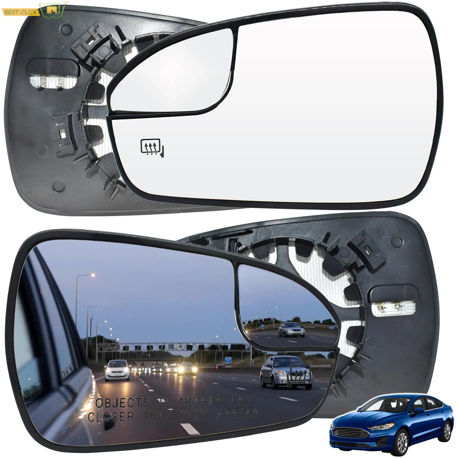 For Ford Mondeo MK4 Fusion 13-20 Left / Right Door Side Mirror Glass Heated Wing Outside  Wide Angle Rear View Clear USA Version