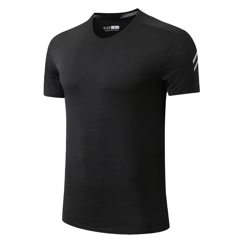 

Reflective Gym Shirts Mens Jogging Quick Dry Training Fitness Breathable Short Sleeves Elastic Neck Outdoor Prints Fashion Tee