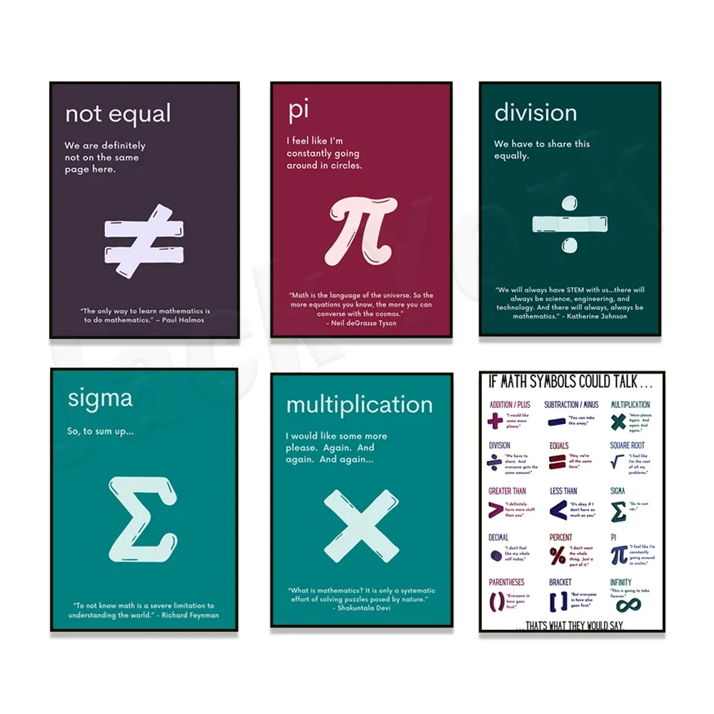 Poster Con Simboli Matematici, Decorazione Per L'aula Matematica, Arte Da Parete Matematica Delle Scuole Superiori, Stampabili Matematiche Delle Scuole Medie, Simboli Matematiche BohéMien