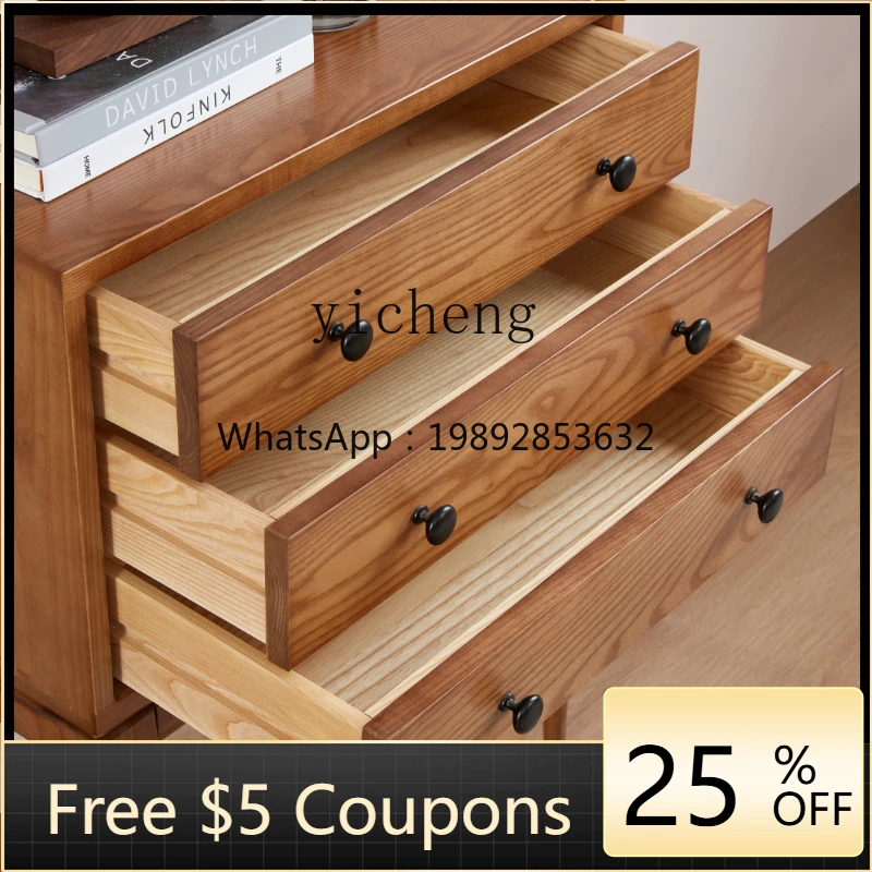 

GZ Solid Wood Three-Drawer Nightstand Bedroom Makeup Storage Drawer Cabinet