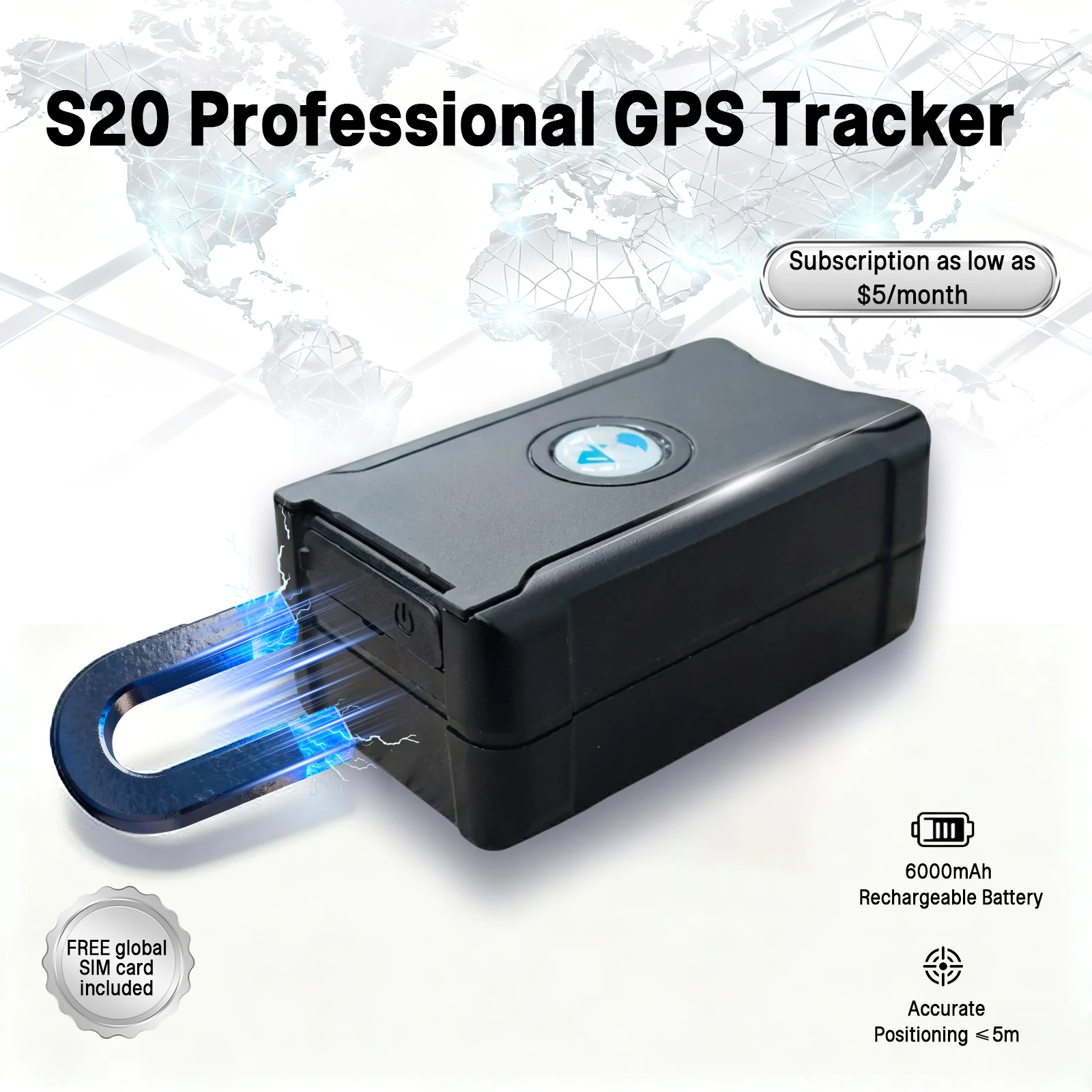 4G＋2G GPS Tracker 6000mAh | 90 Days Long Standby | Real-time Location & Geo-Fence | $5/Month Subscription