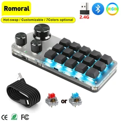 Teclado mecánico de programación Macro personalizado, dispositivo con 3 modos RGB, 2,4G, Bluetooth, USB, para videojuegos, bricolaje, Hot-swap, para Photoshop