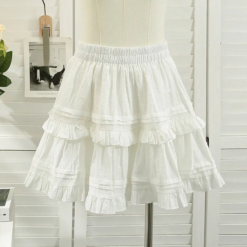 Women Girls  Ruffles Skirt Tutu Skirts Elastic Waist Pleated Mini Petticoat Vintage Underskirt Lolita Cosplay Dress