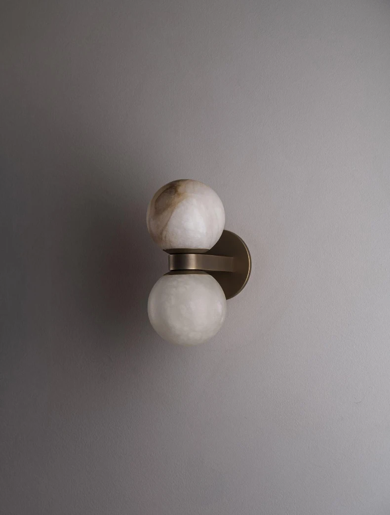 Art Natural Marble Ball Wall Lamp G9 Bulb Old Copper