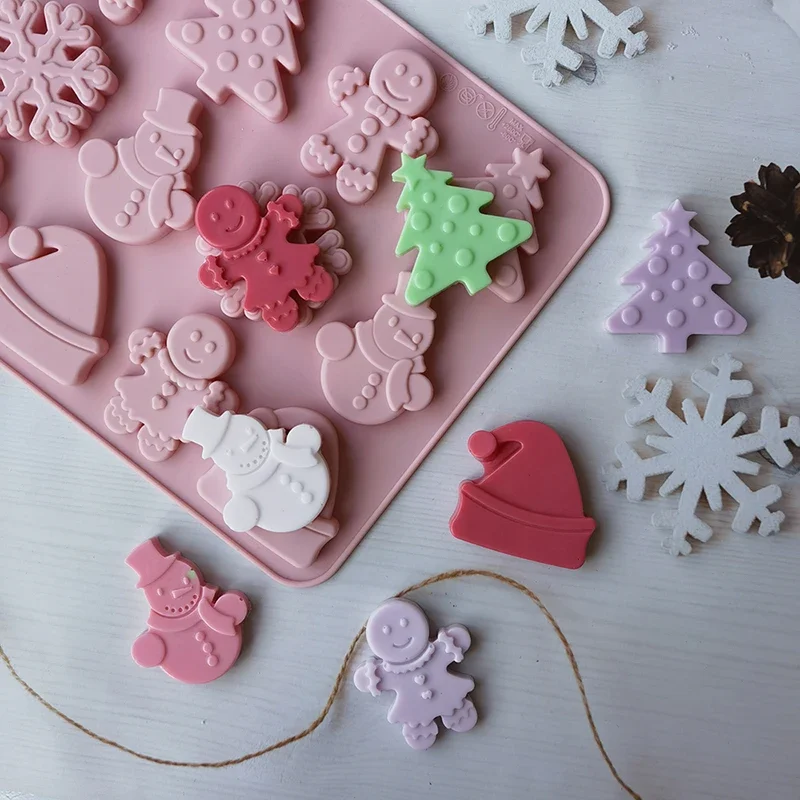 Cake Silicone Mold Christmas Chocolate Mould Decoration Mold Baking Accessories Fondant Kitchen Tools Hand Manual Soap Mould