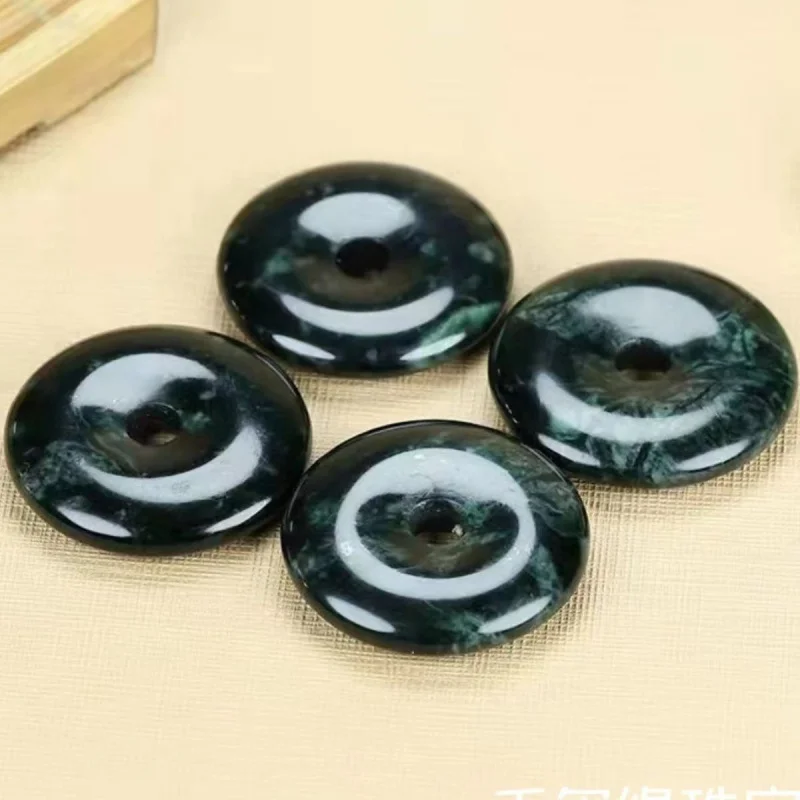 Natural Tibetan Jade Medicine King Stone Large Safety Buckle Pendant with Magnetic Serpentine Jade Peace Buckle Pendant Jade Orn