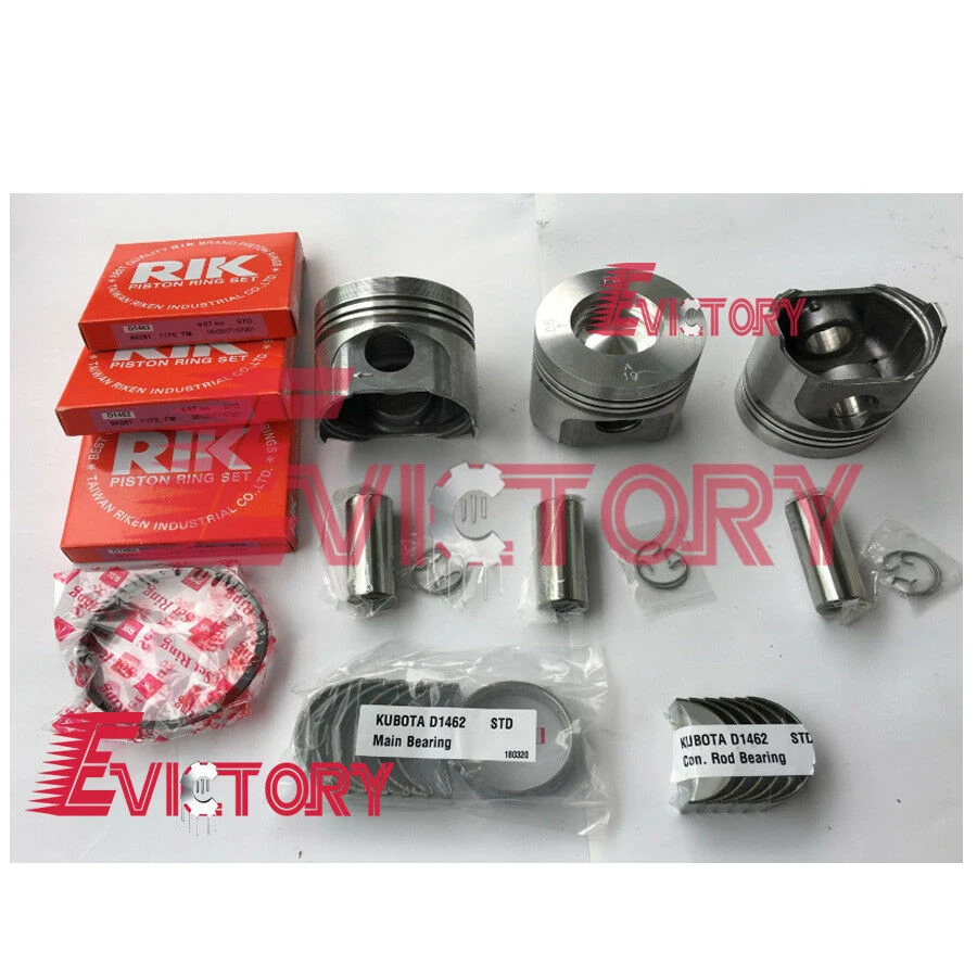 For Kubota D1462 rebuild kit piston ring full gasket kit crankshaft con rod bearing