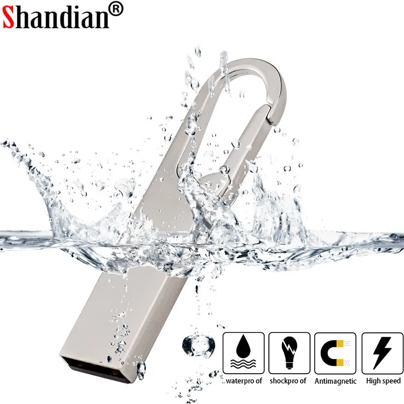 SHANDIAN Metalen USB Flash Drive 64 gb thumbdrive 16GB 4GB Pendrive 32gb Flash Memory Stick 128gb waterdicht pen Drive usb disk