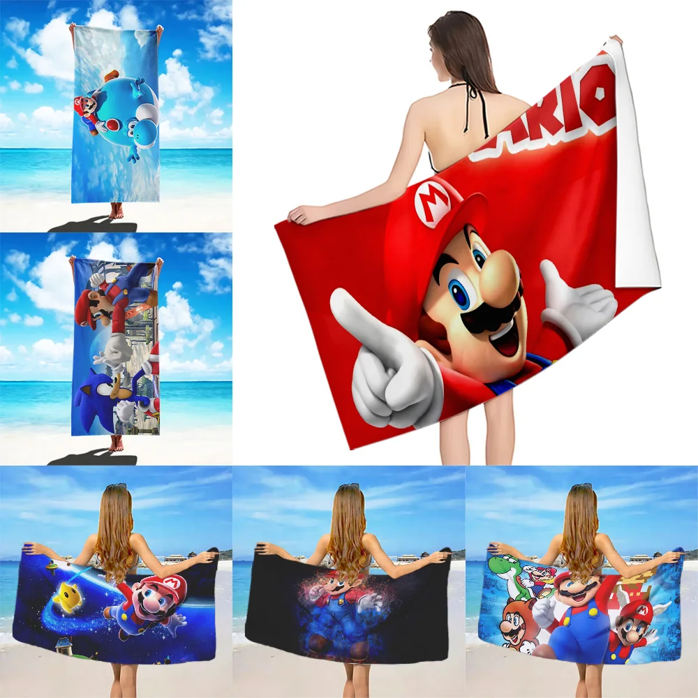 MINISO Super Mario Beach Towel Microfiber Sand Free Quick Dry Soft Sandproof Pool Towel Gift for Women Travel Gym Shower Camping