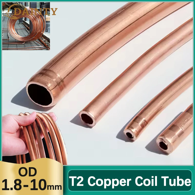 

Мягкая медная трубка, катушка T2, медная катушка, красная медная трубка, кондиционер, охлаждающие капиллярные провода, наружный диаметр 1,8–10 мм