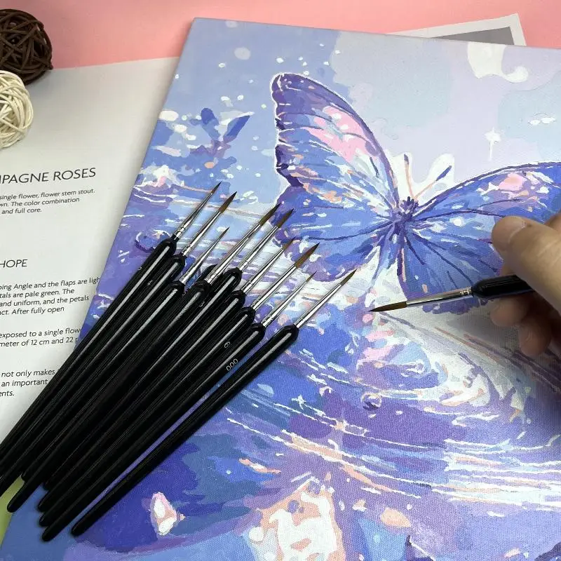 〔CCA13〕11Pcs Fine Tip Liner Paint Brush Set Non Slip Comfort Grip Assorted Sizes For Watercolor Acrylic Painting Nail Art