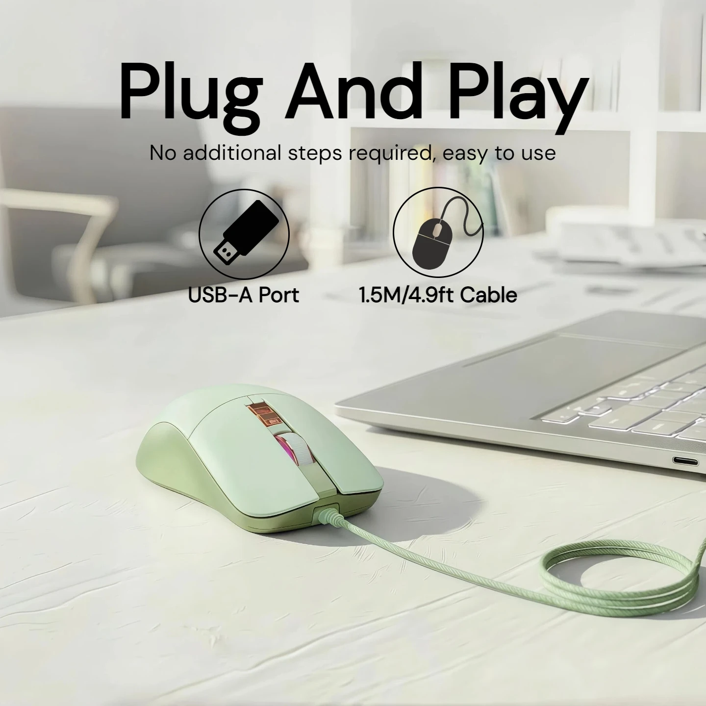 Laptop Accessories For College - Aesthetic Wired Mouse Silent 2400DPI USB