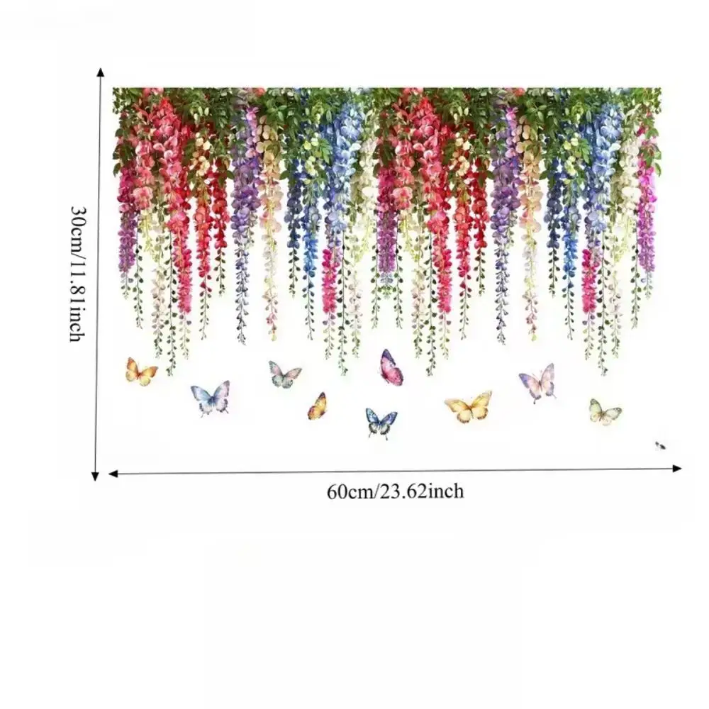 1PC Colorful Wisteria Hanging Flower Arrangement Butterfly, Non Adhesive Electrostatic Stickers Suitable for Home Decoration