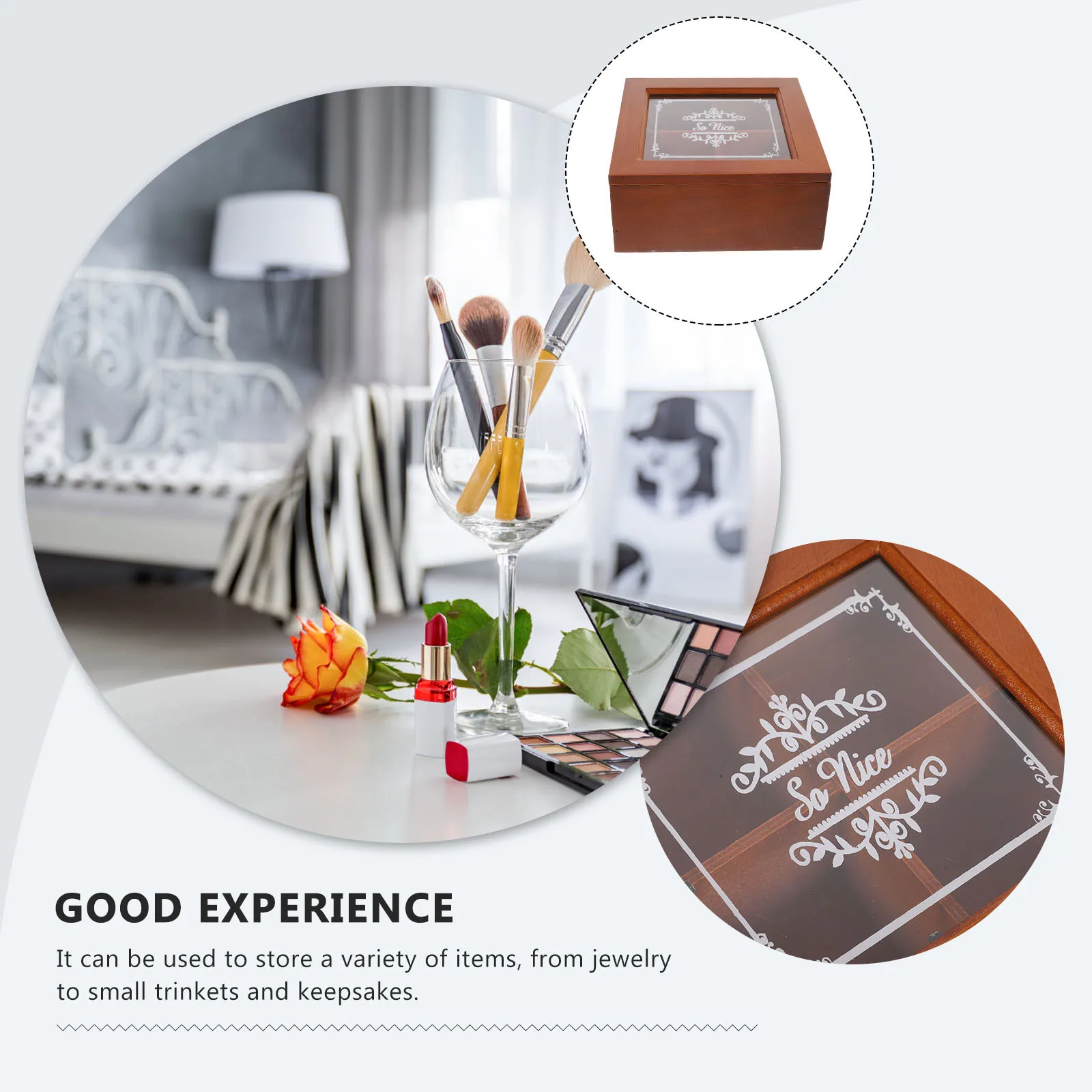 Wooden Jewelry Box With Compartments Vintage Storage Case For Earrings Rings Pendants Trinkets Desktop Organizer Holder