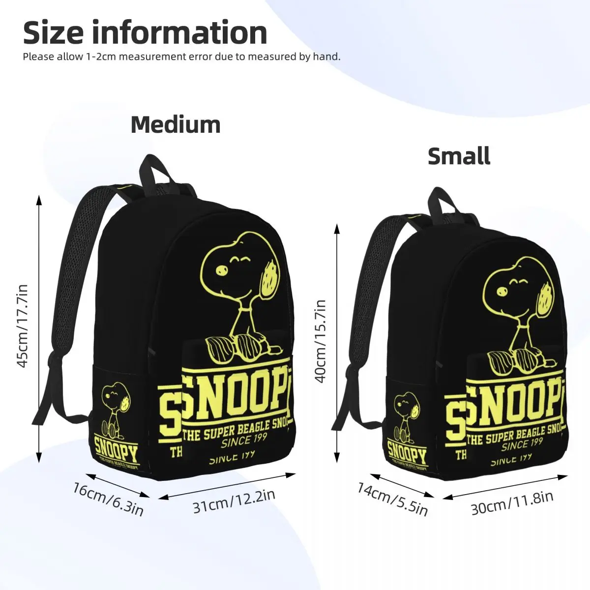 Snoopy Peanuts mochila para preescolar, guardería, escuela, estudiante, Bookbag, niño, niña, niños, Mochila deportiva