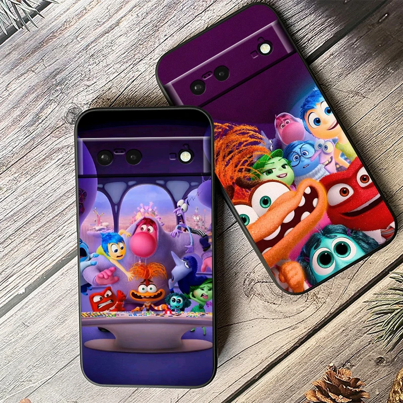 Disney Inside Out Cute For Google Pixel 9 8 7A 7 6A 6 5A 5 4 4A XL 5G Black Silicon Shockproof Shell Funda Phone Case