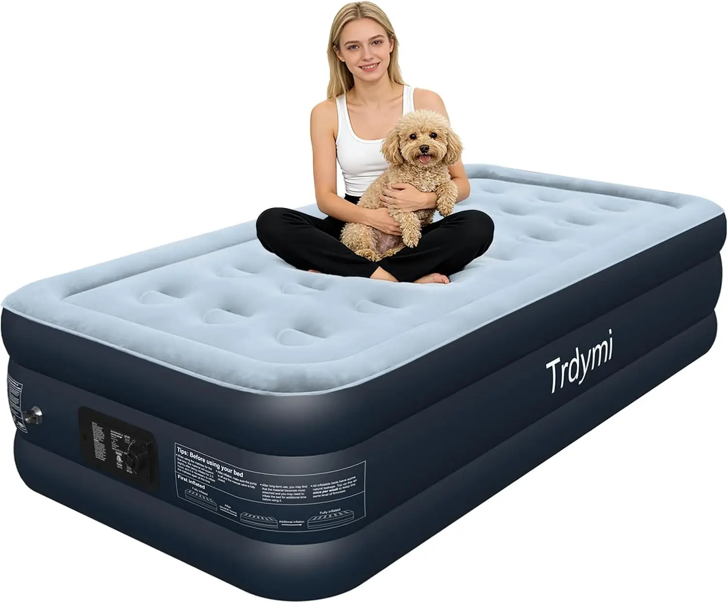 

Twin Elevated Air Mattress 18-Inch with Built-in Pump, Leak-Proof, Portable for Camping Guest Bed Moving