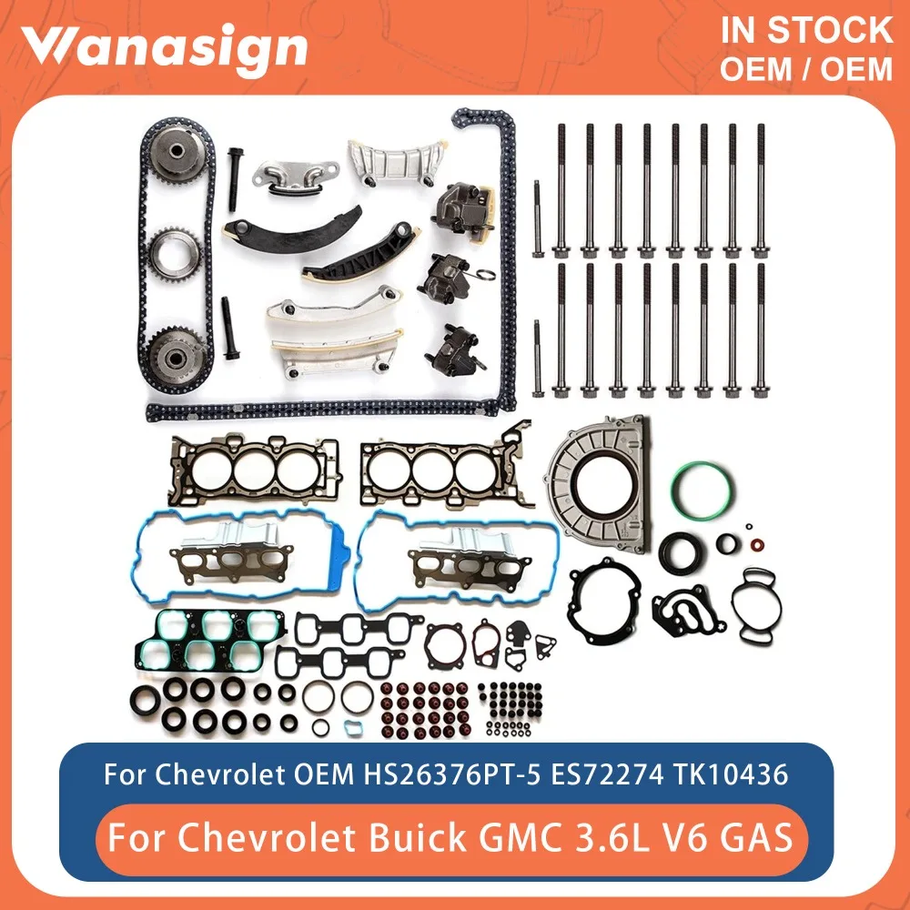

Engine Full Gasket Set Bolt & Timing Chain Kit Fit 3.6 L For Chevrolet Buick Enclave Cadillac Saturn GMC GM LS Acadia Saab 3.6L