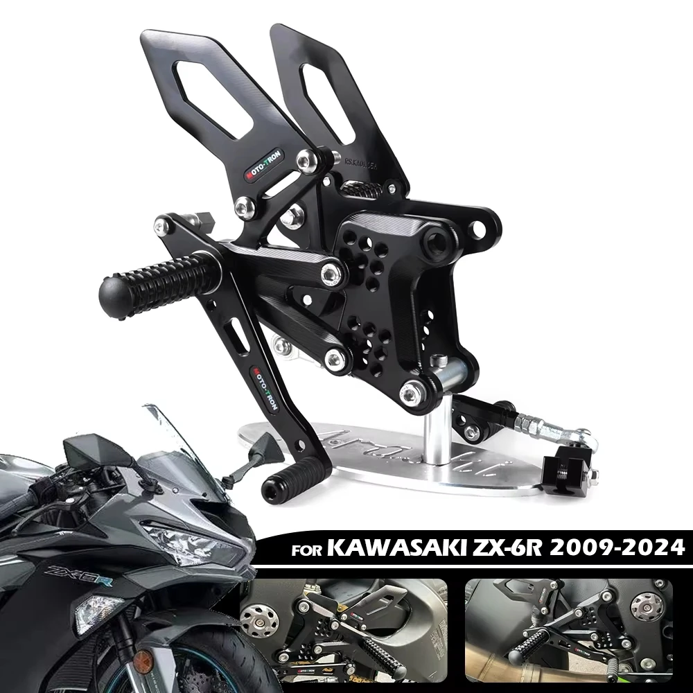 

ZX6R Rearset Rear Footpeg Foot Rests Modified Parts For KAWASAKI ZX-6R ZX636 2009-2024 CNC Aluminum Alloy Repackage Accessories