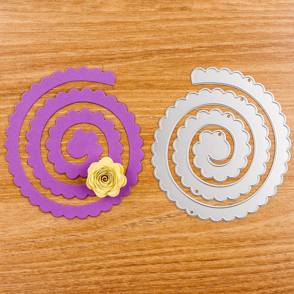 3D Large Spiral Rolled Flowers Garland Cutting Dies 11.5*10.5cm For DIY Scrapbook Paper Cards Embossed Decorative Craft Making