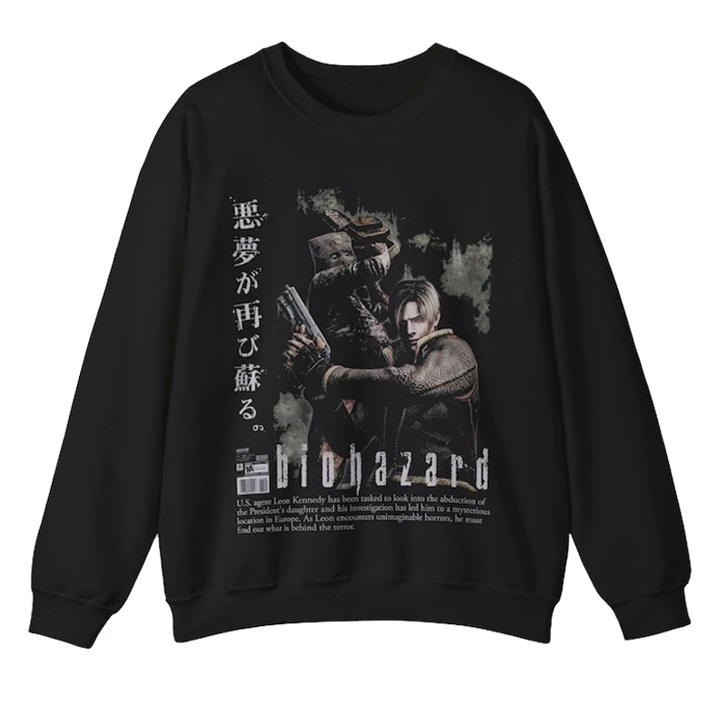 

Ретро уличный стиль био кризис Леон Кеннеди футболка с длинными рукавами с 3D принтом унисекс спортивная рубашка Harajuku y2k топ мужская одежда