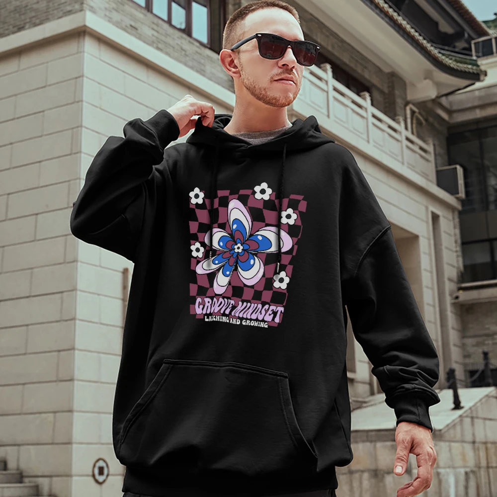 Groove Mindset Laughing And Growing Men Cotton Hoodies Creativity Fashion Pullovers New Spring Thick Sweatshirt Casual Mans Tops