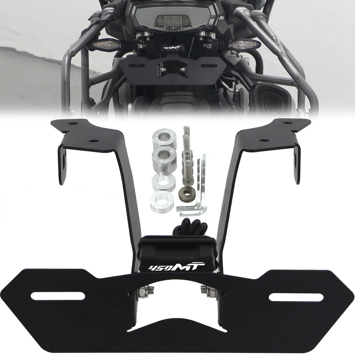 

Motorcycle Stainless Steel Rear License Plate Holder Short Tail Bracket Wing Modified Accessories For CFMOTO 450MT 800MT-X 450MT