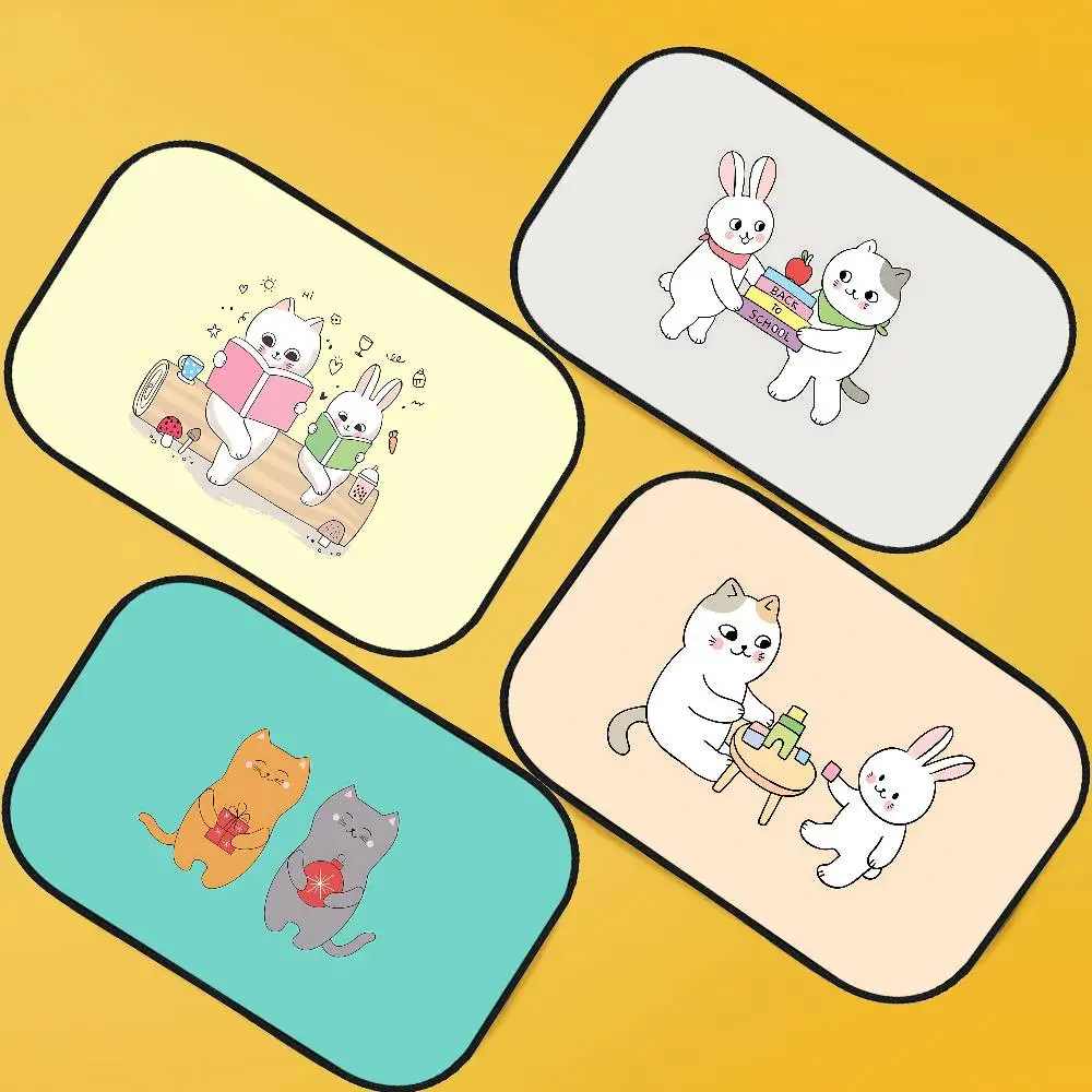

Cat And Rabbit Cartoon Painting Car Sunshade Summer Car Window Cover Film Sunshade Sunscreen Baby Side Window Curtain Sunblock