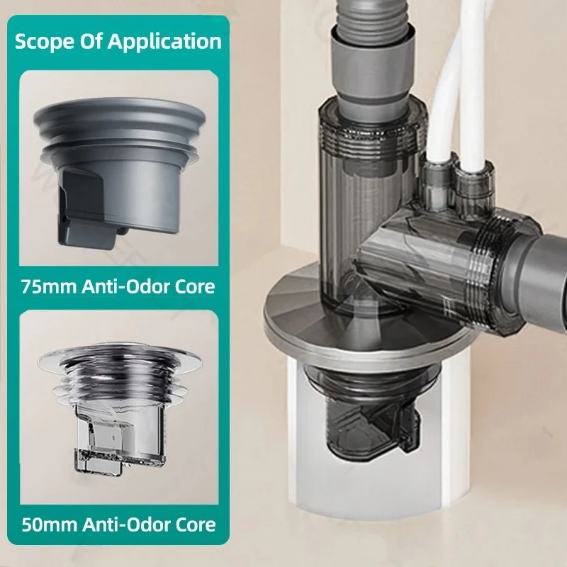 

Anti Odor Sink Drain Pipe Adapter Sealing Ring Neat Kitchen Basin Sewer Branch Multifunctional Drainage Water Pipe Joint 1PC